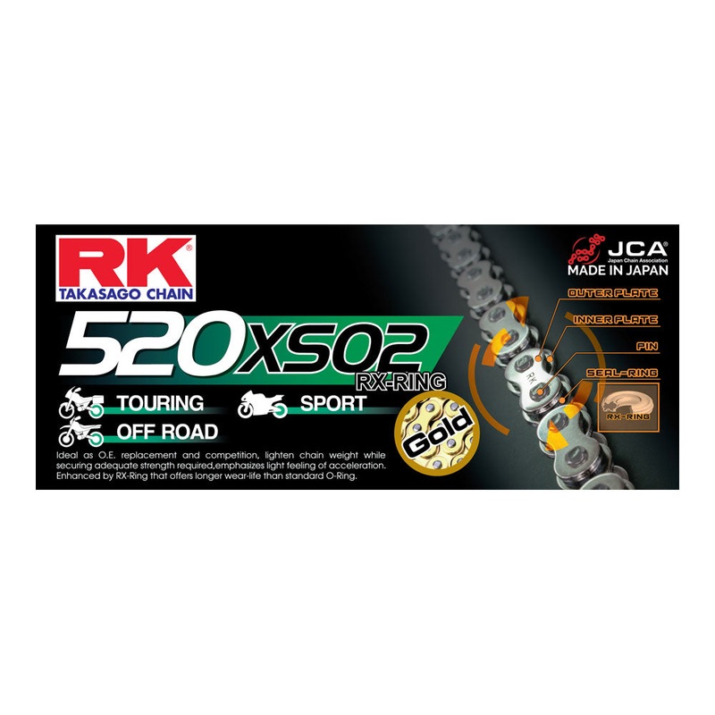 RK CHAIN 520XSO2 – 120 LINK – GOLD