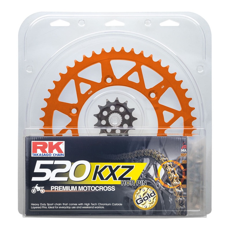 LITE PACK – RK CHAIN & SPROCKET KIT ORANGE 13/48 KTM 06-23