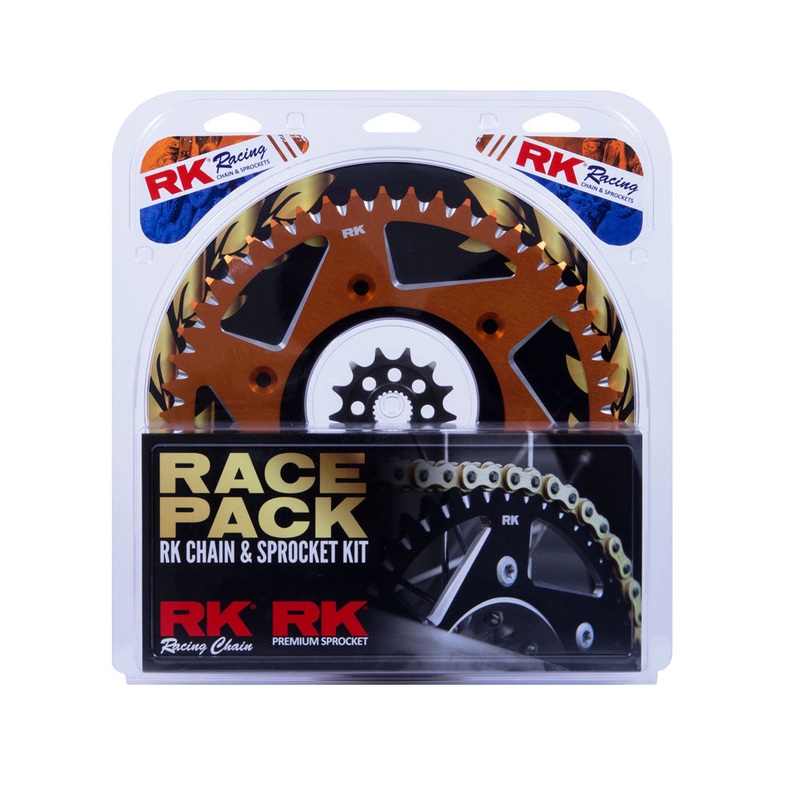 PRO PACK – RK CHAIN & SPROCKET KIT GOLD+ORANGE 13/52 KTM SX-F 06-23