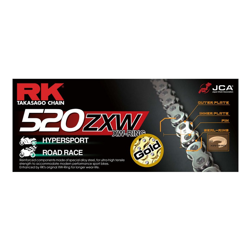RK CHAIN 520ZXW – 130 LINK – GOLD