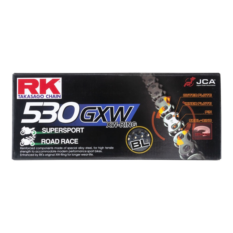 RK CHAIN 530GXW – 120 LINK – BLACK/GOLD Default Title