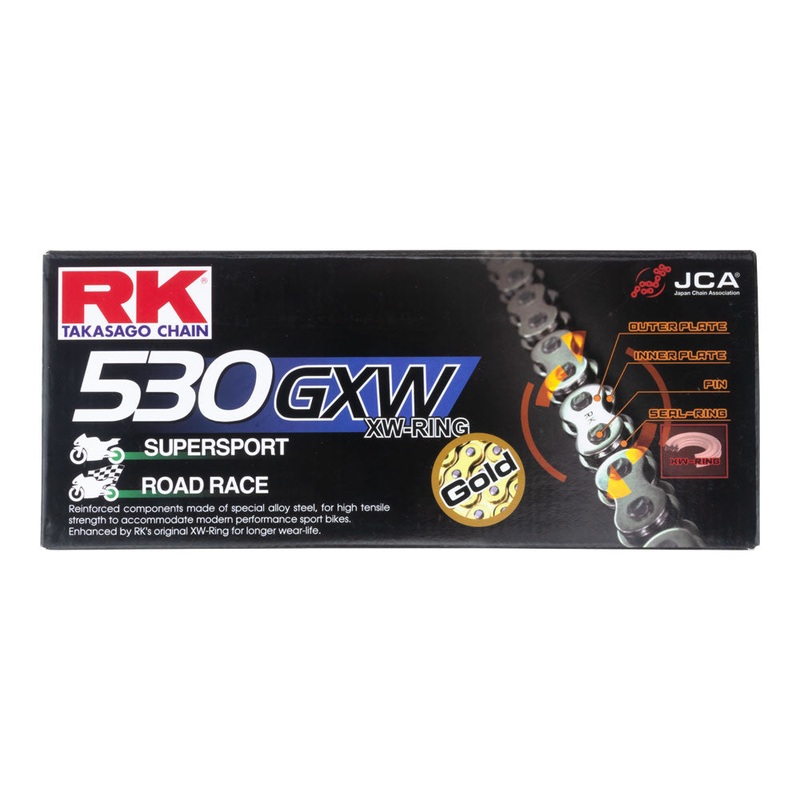 RK CHAIN 530GXW – 120 LINK – GOLD