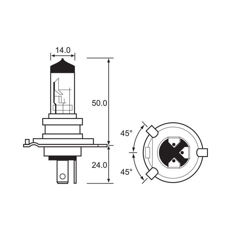 BULB – HALOGEN 12V 35/35W – H4 – P43T-38