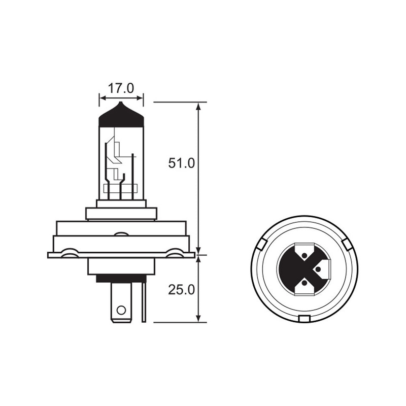 BULB – HALOGEN 12V 35/35W – H4 – P45T-41