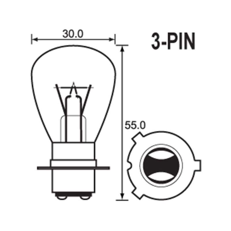 BULB – HEADLIGHT 6V 35/35W – P15D-3