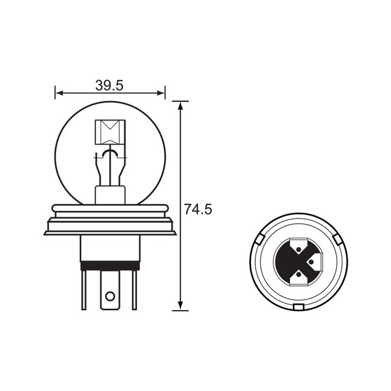 BULB – HEADLIGHT 6V 45/45W – P45T