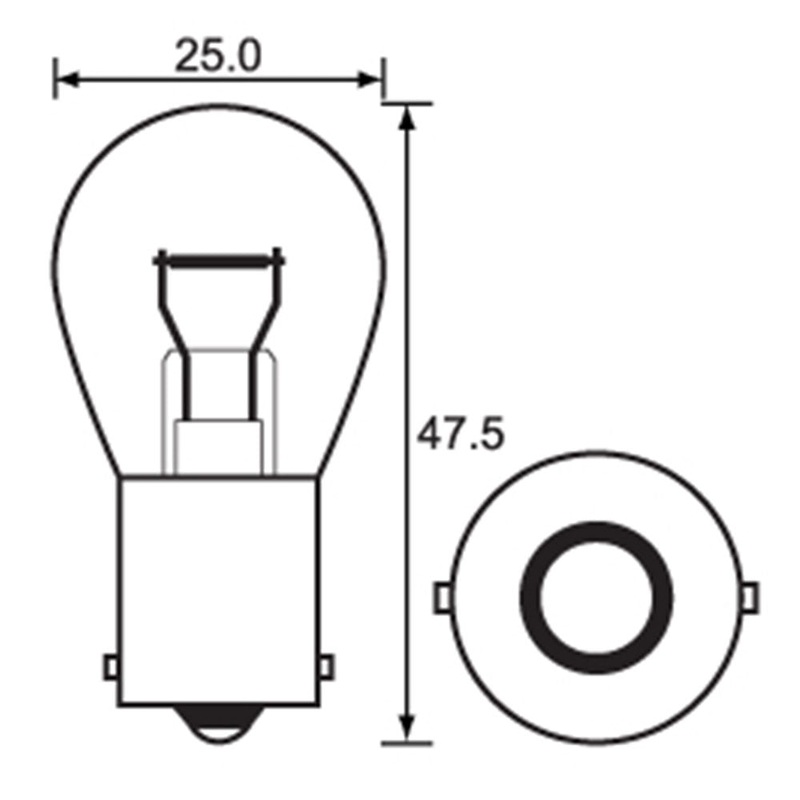 BULB – INDICATOR CHROME / AMBER 12V 21W – BA15S – 2PK