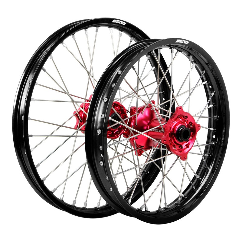 STATES MX WHEEL SET GASGAS EC 2024 21″ FRONT/18″ REAR – BLACK/RED