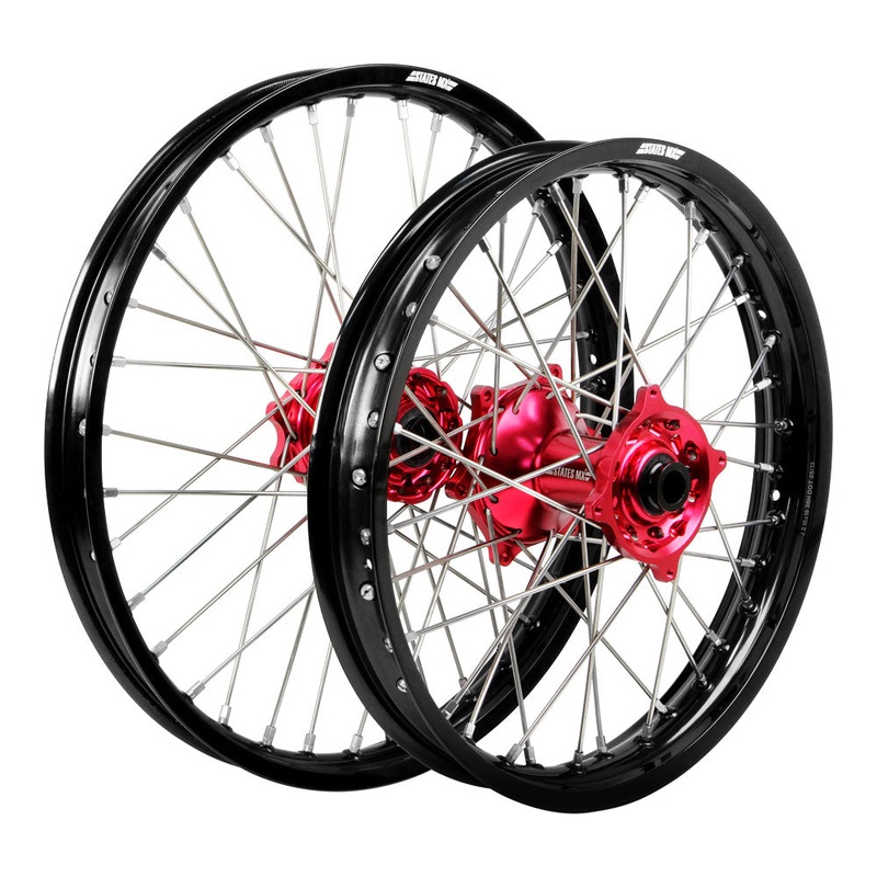 STATES MX WHEEL SET HONDA CRF 04-12 21″ FRONT/19″ REAR – BLACK/RED