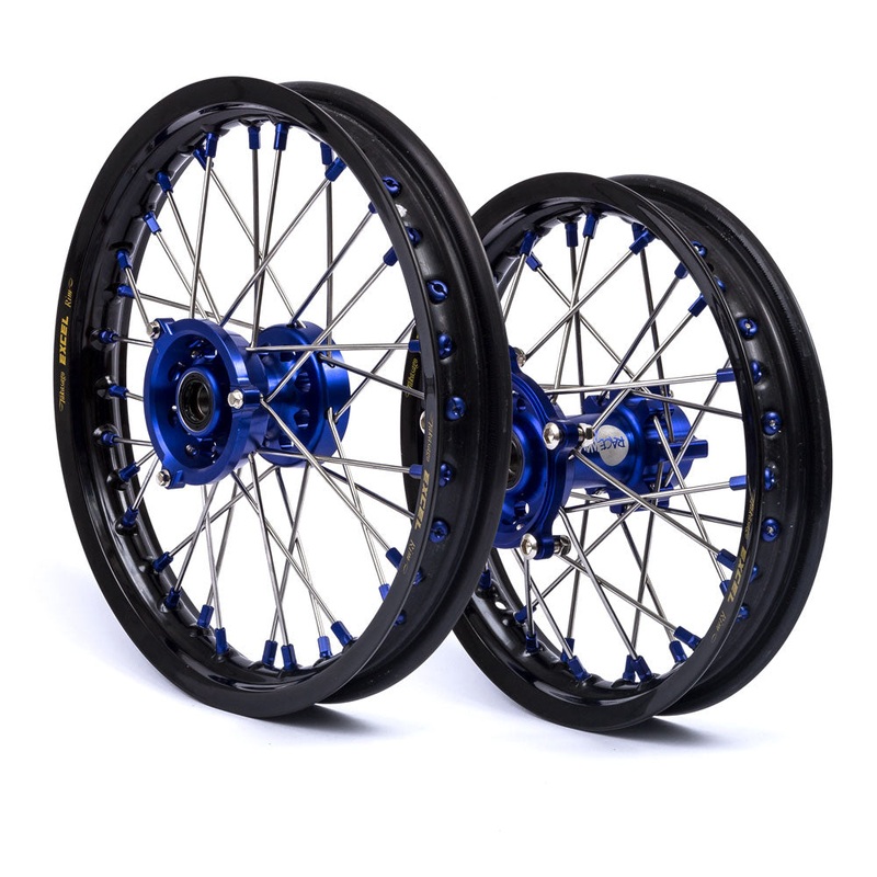 STATES MX WHEEL SET HUSQVARNA TC65 14″ FRONT/12″ REAR – BLACK/BLUE
