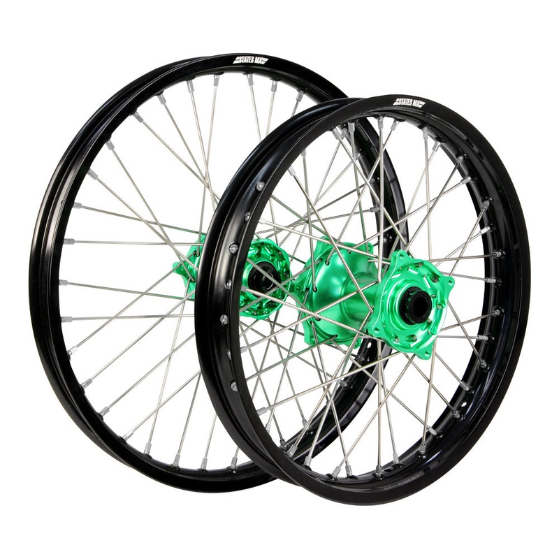 STATES MX WHEEL SET KAWASAKI KX250F/450F 06-18 21″ FRONT/19″ REAR – BLACK/GREEN
