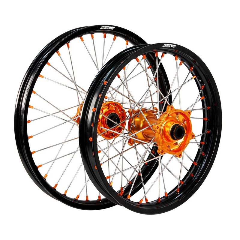 STATES MX WHEEL SET KTM SX 2013 21″ FRONT/19″ REAR – BLACK/ORANGE