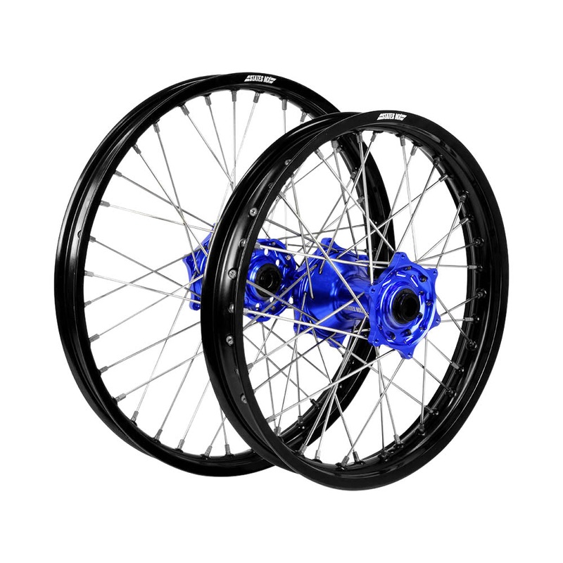 STATES MX WHEEL SET YAMAHA YZ85/SUZUKI RM85 BIG WHEEL 19″ FRONT/16″ REAR – BLACK/BLUE