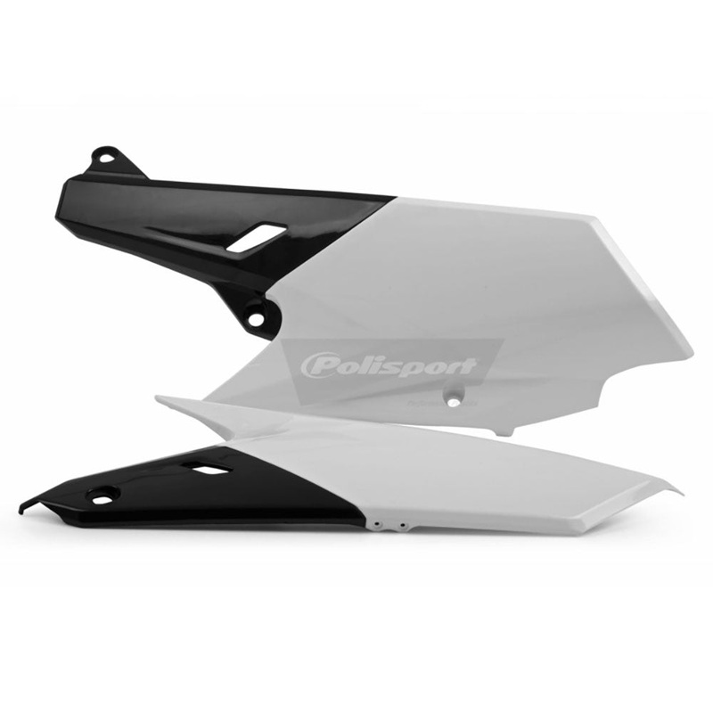 POLISPORT SIDE COVERS YZ250F 14-18/YZ450F 14-17 – WHITE/BLACK