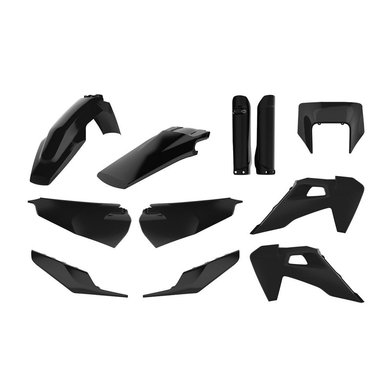 POLISPORT ENDURO KIT HUSQVARNA TE/FE 20-23 – BLACK (INCLUDES HEADLIGHT SURROUND & FORK GUARDS)