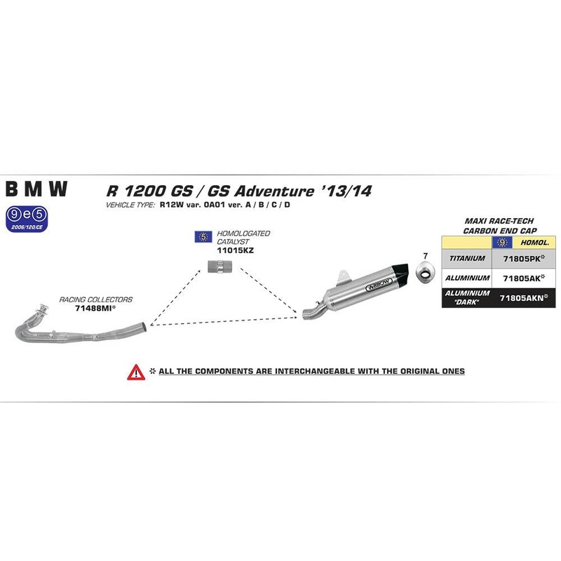 ARROW 71805AKKNP Silencer – MAXI RACE-TECH Aluminium Dark with Carbon End Cap (Not for OE Pannier set) BMW  1200 / 1250 GS