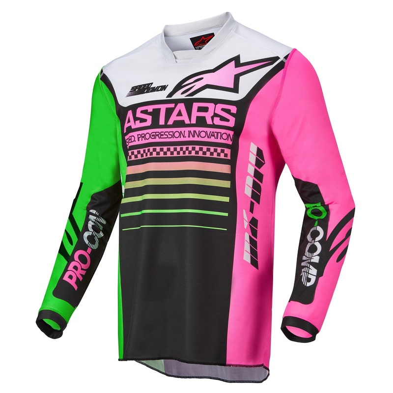 Alpinestars 2022 Racer Compass Jersey – Black Green/Fluro Pink S
