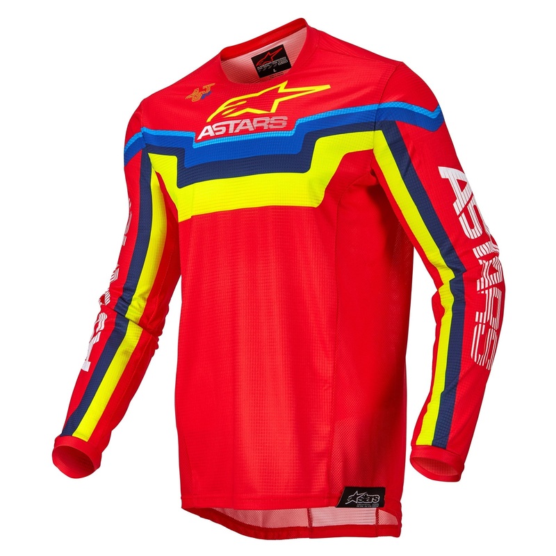 Alpinestars 2022 Techstar Quadro Jersey – Red/Yellow/Fluro Blue S
