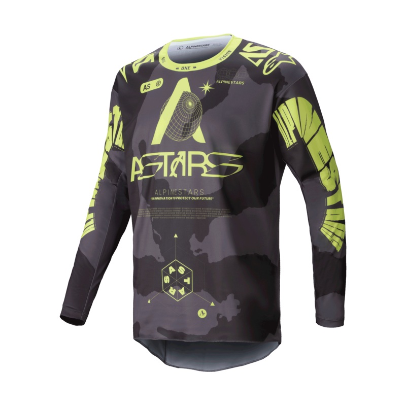 Alpinestars 2025 Racer Hollow Jersey – Dark Camo/Yellow Fluo XS