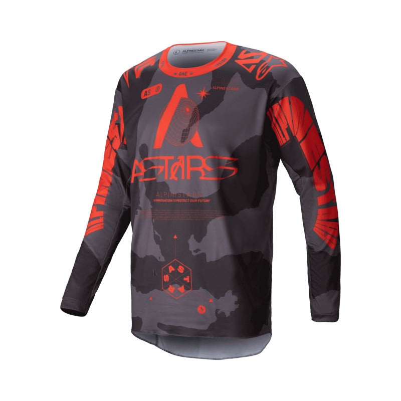 Alpinestars 2025 Racer Hollow Jersey – Gray Camo Fluro Orange S