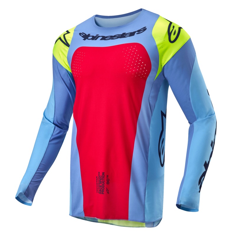 Alpinestars 2025 Racer Hollow Jersey – Light Blue/Yellow Fluo/Red Berry S