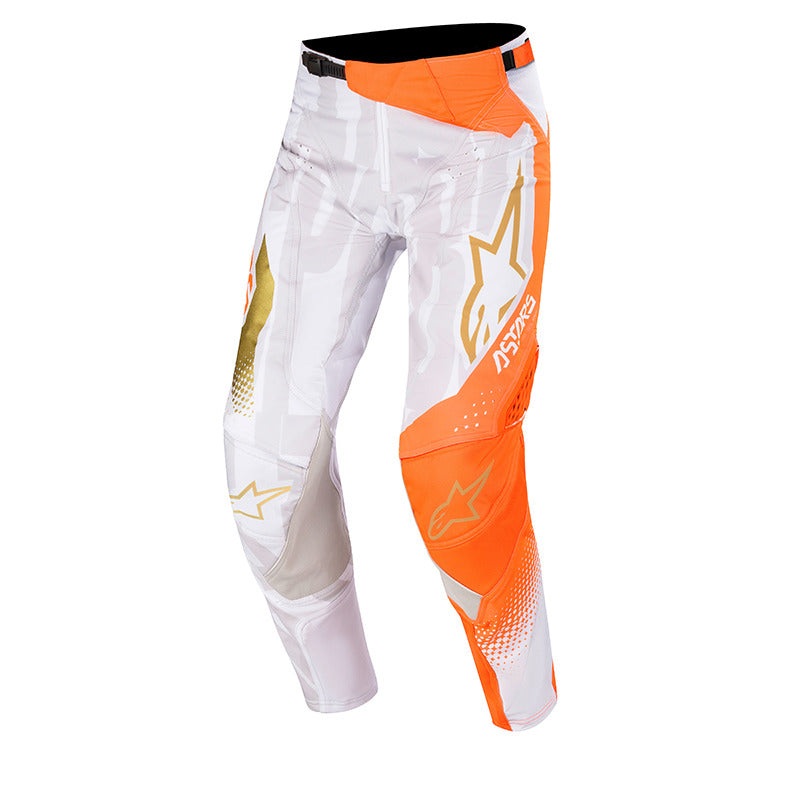 Alpinestars Techstar Factory Metal MX Pants – White/ Fluro-Orange/Gold 30