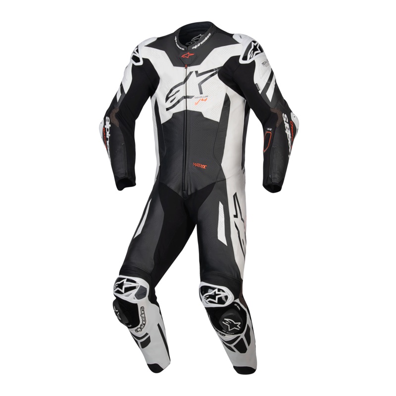 Alpinestars Gp Plus V4 Sprint One Piece Leather Suit – Black-White/Red-Fluro EU 48