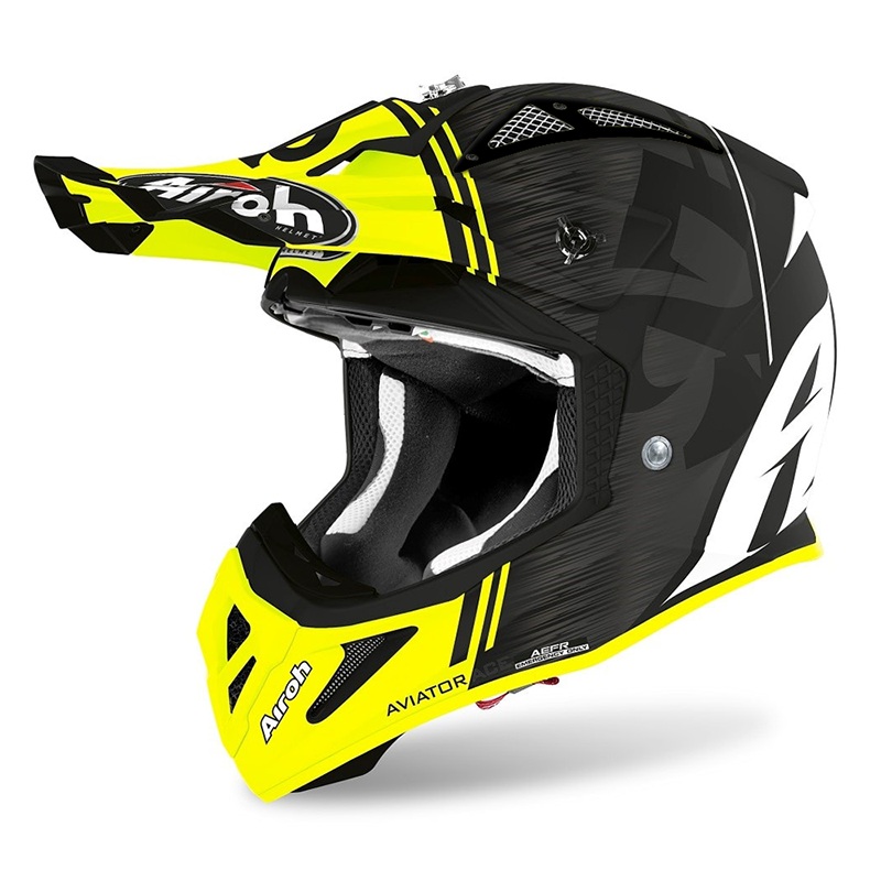 Airoh Aviator Ace Kybon Helmet – Yellow Matt  Black Vent S