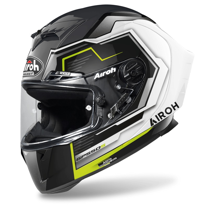 Airoh GP550-S Rush Helmet – White/Yellow Gloss XS