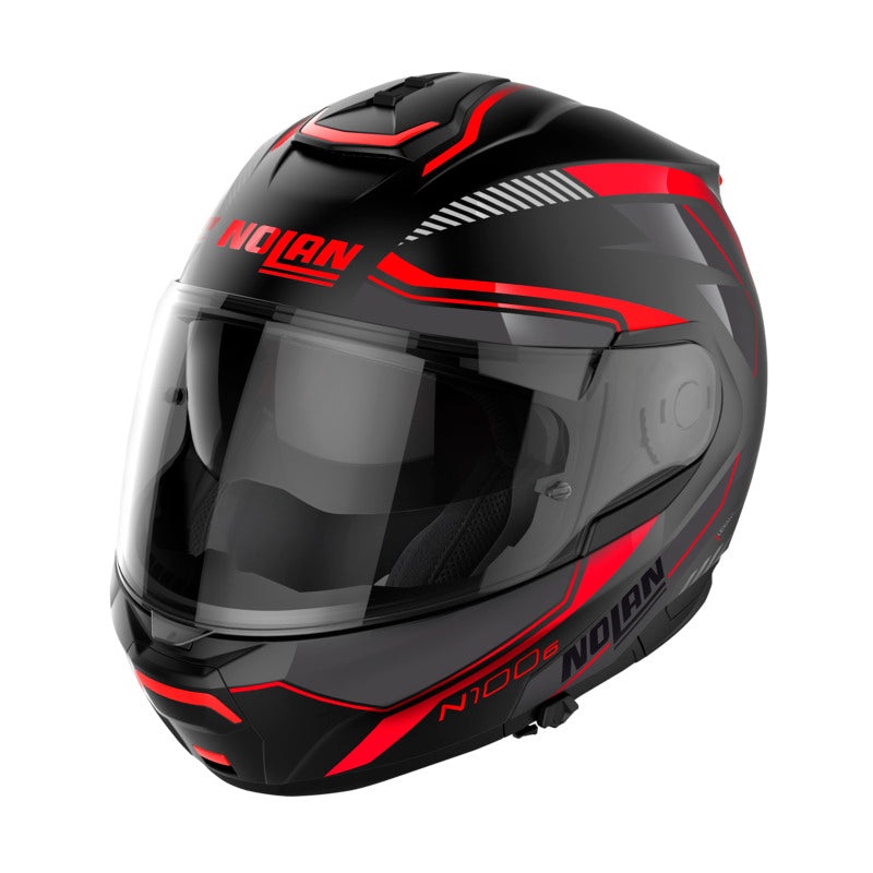 Nolan N100-6 Flip Up Surveyor Helmet – Flat Black/Red/Grey 2XS