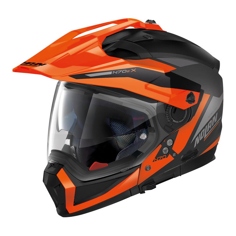 Nolan N70-2 X Adventure Stunner Helmet – Flat Black/Orange/Grey 2XS