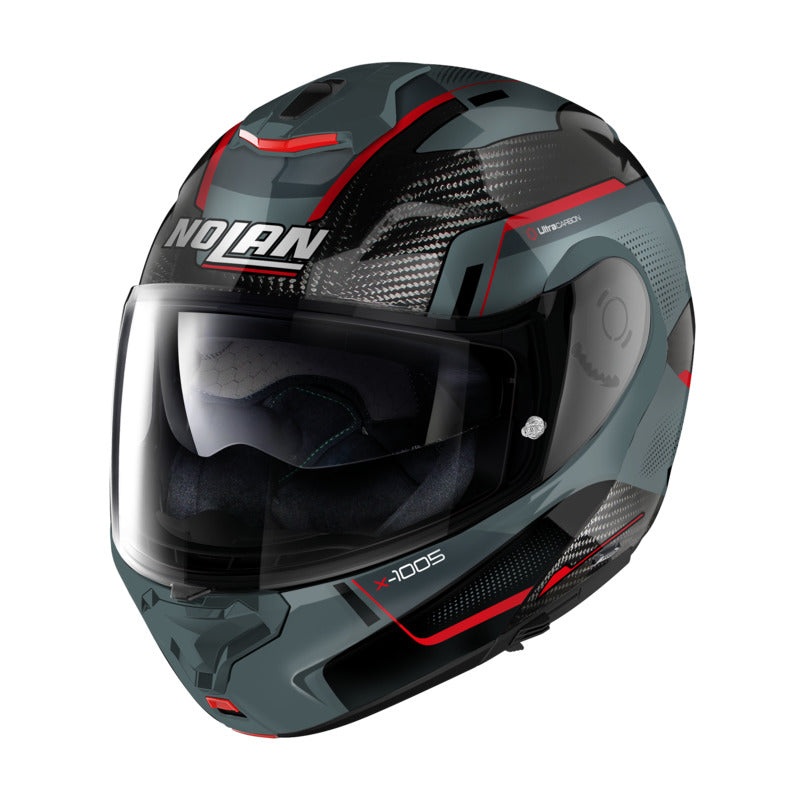 Nolan X-1005 Ultra Carbon Flip Up Undercover Helmet – Carbon Grey/Red XS