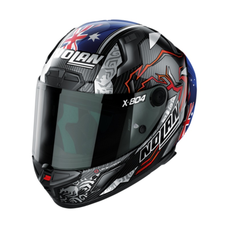 Nolan X-804 RS Full Face Stoner 10th Anniversary Helmet – Carbon Blue White XS