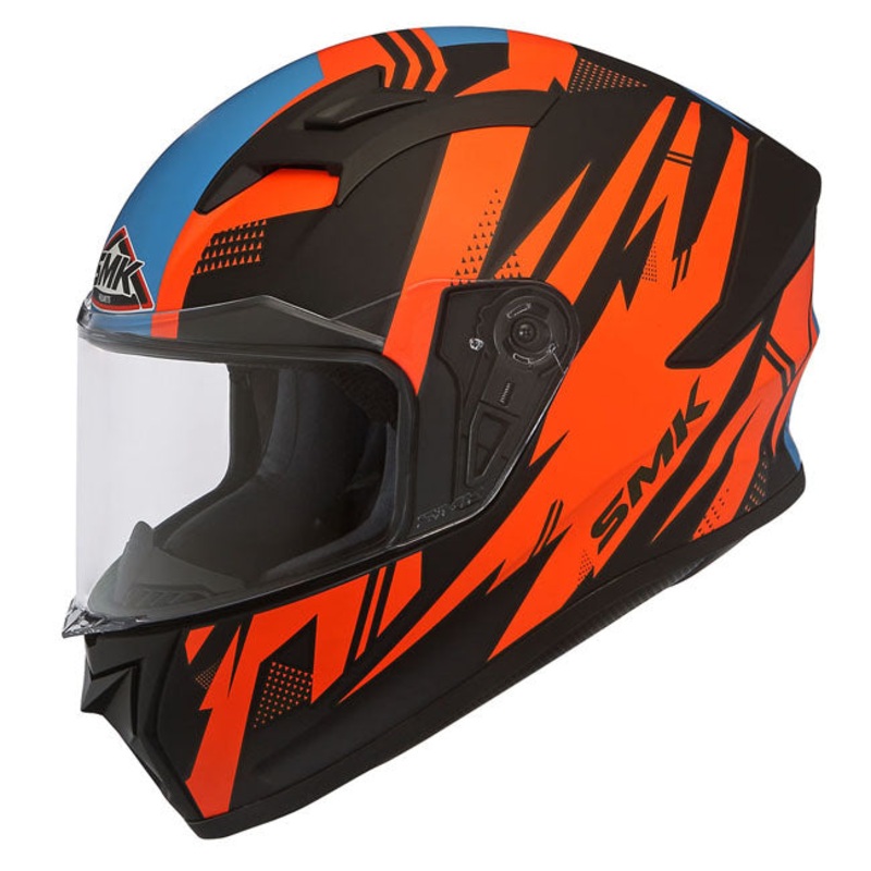 SMK Stellar Trek Motorcycle Full Face Helmet (MA264) – Black/Orange/Blue XS