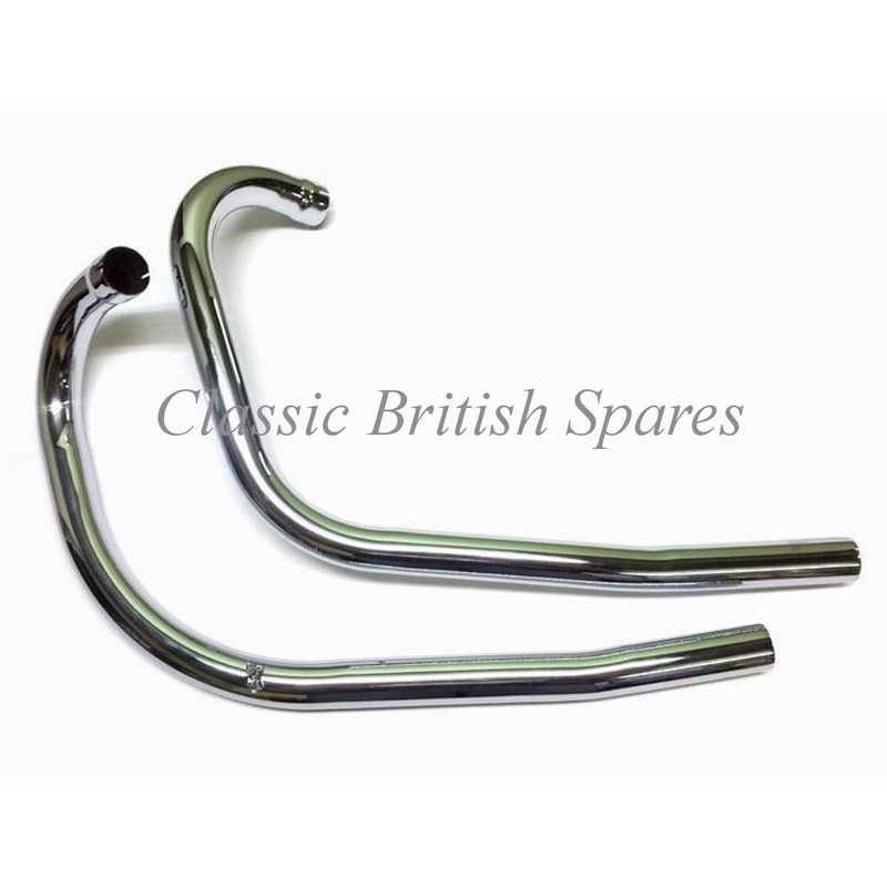 Triumph 350 / 500 Unit Twins Chrome Exhaust Pipes – 1957-74 –  Choose Year / Style 1957-67 (350 / 500 – 70-3992 & 70-3994 – Unbalanced – Push-Over Spigot)