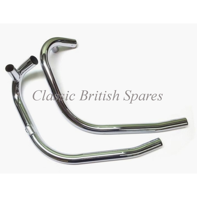 Triumph TR7 / T140 Chrome Exhaust Pipes – 1973-79 – Choose Style Stock Bend W/ Cross-Over