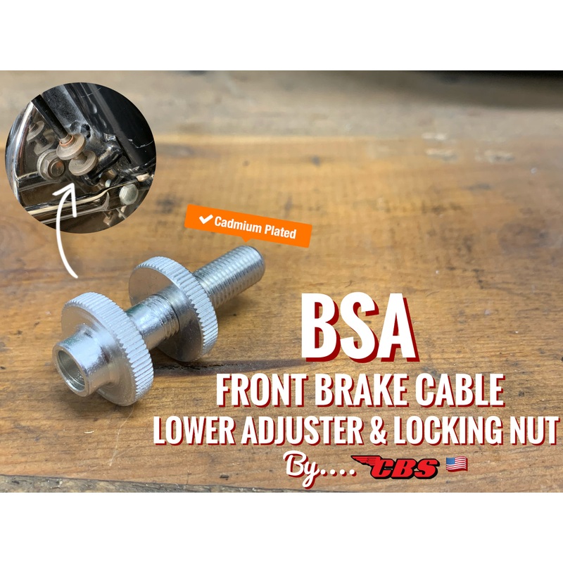 BSA Front Brake Cable Lower Adjuster & Locking Nut By CBS – (1)