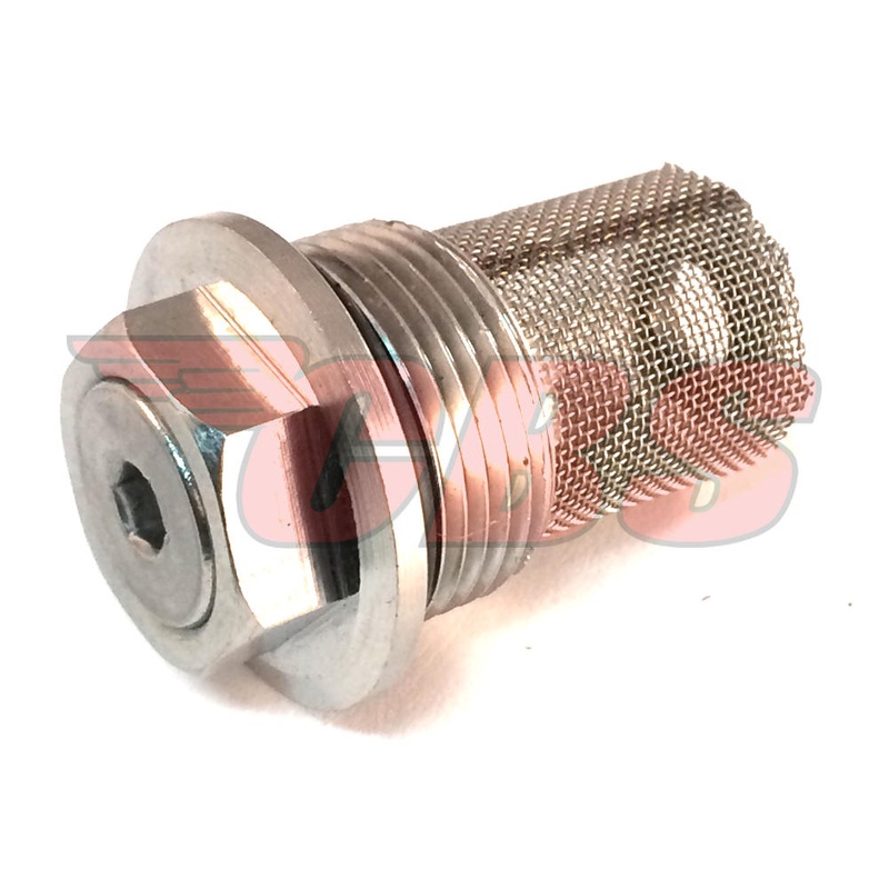 Triumph 650 / 750 Crankcase Oil Filter & Washers (1) – 1964-83 – Choose Filter Type Magnetic Filter (W/ O-ring) – (Stainless)