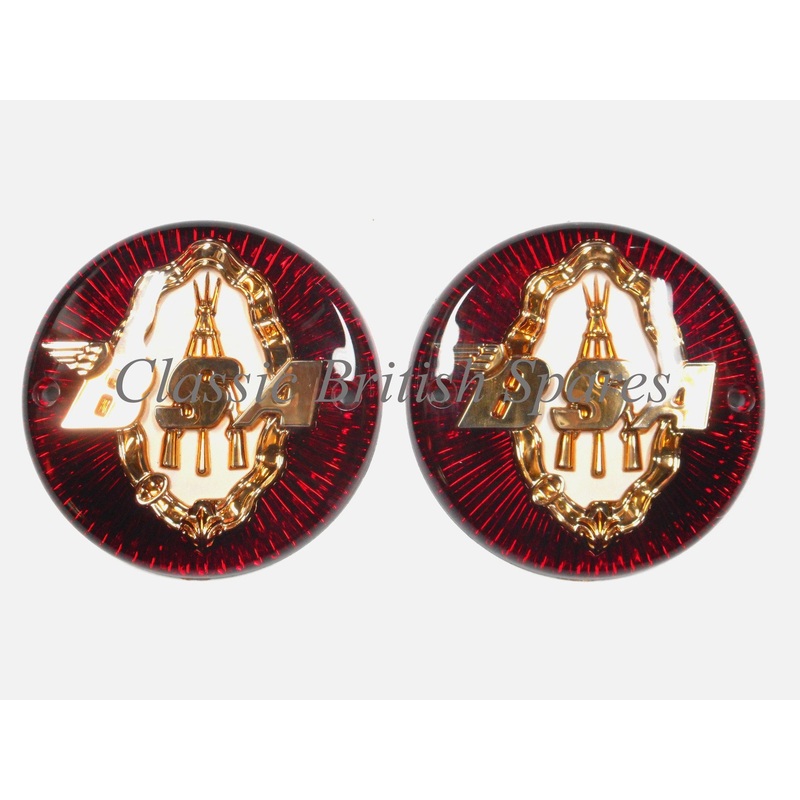 BSA 3 1/4″ Round Gas Tank Badges (1 PAIR) – 65-8220 – Red / Gold