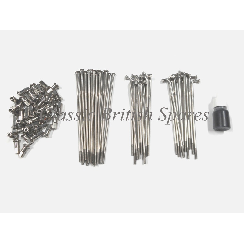 Triumph 8″ Twin Leading Shoe Stainless Spoke & Nipple Set – TR6 / T120 / A65
