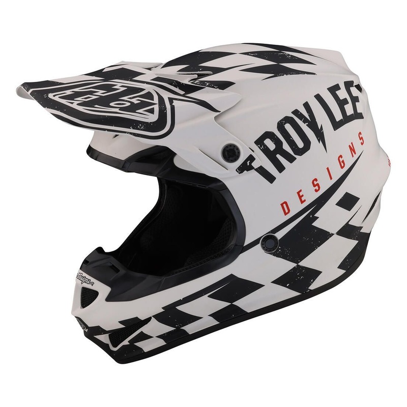 Troy Lee SE4 Polyacrylite Race Shop MIPS Helmet White/Black S/55-56