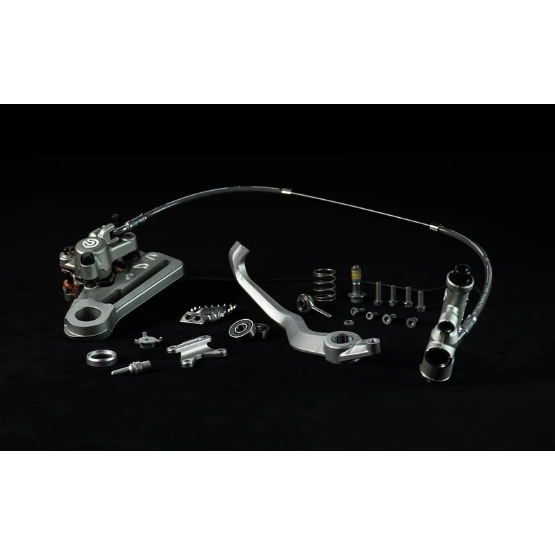Complete rear foot brake kit with pedal
