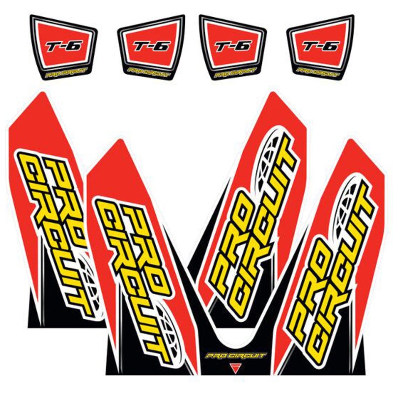 Replacement T-6 wrap and end cap decals (CRF) CRF DUAL PIPE Red / Black / Yellow