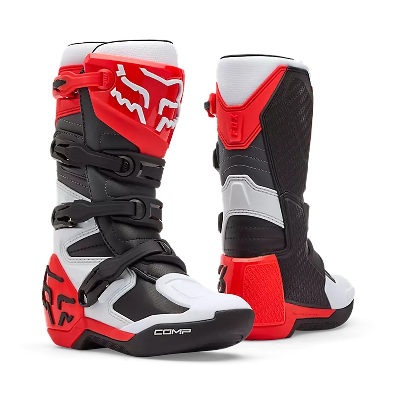 YTH COMP BOOT – WHITE/FLORESCENT RED 1