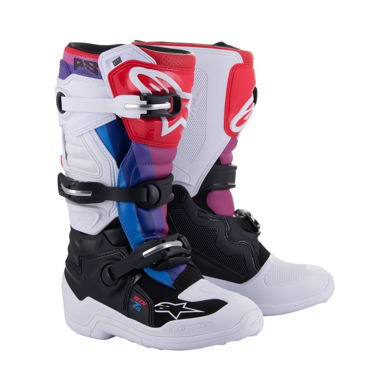 Alpinestars Tech 7S Youth – White Black Rainbow Boots US 2 / EU 34