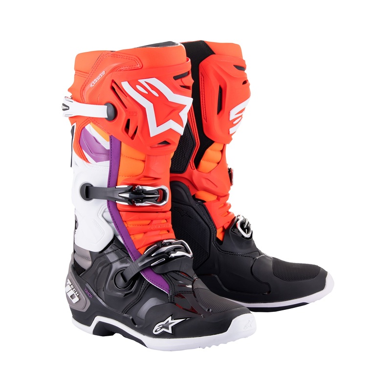 Alpinestars Tech 10 – Black Red Fluo Orange Fluo Wht Boots US 10 / EU 44.5