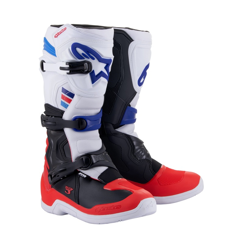 Alpinestars Tech 3 – White Bright Red Dark Blue Boots US 10 / EU 44.5