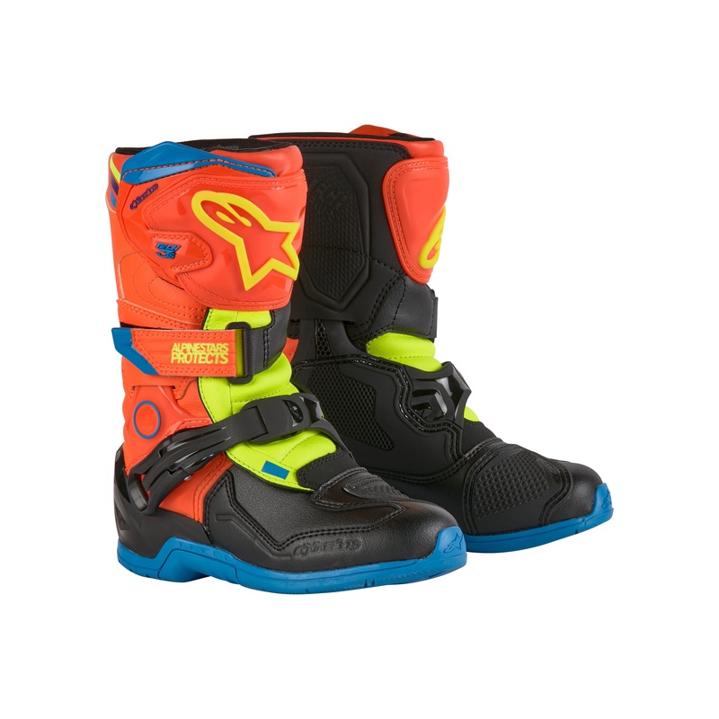 Alpinestars Tech 3S Kids – Orange Fluo Enamel Blue Yel Fl Boots US 1 / EU 33