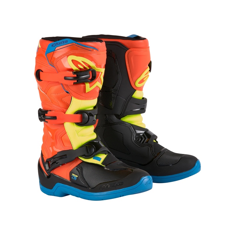 Alpinestars Tech 3S Youth – Orange Fluo Enamel Blue Yel Fl Boots US 2 / EU 34