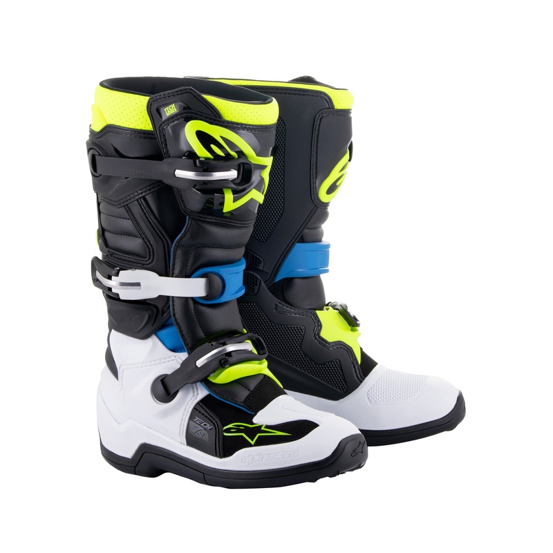 Alpinestars Tech 7S Youth – Black Enamel Blue Yellow Fluo Boots US 2 / EU 34